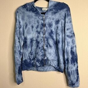 BAEA Womens blue‎ tie dye zippered hoodie Size Medium